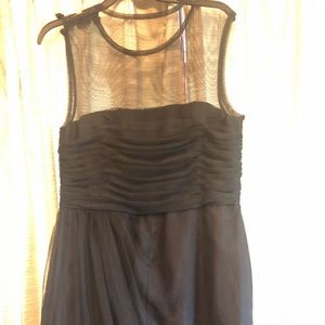 Vera Wang Black Sheer Bodice Chiffon Evening Dress